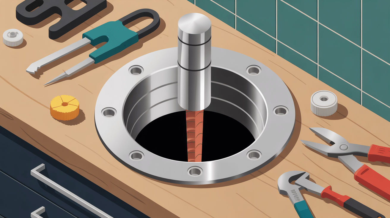 illustration boucher trou robinet autoperceur matériaux évier