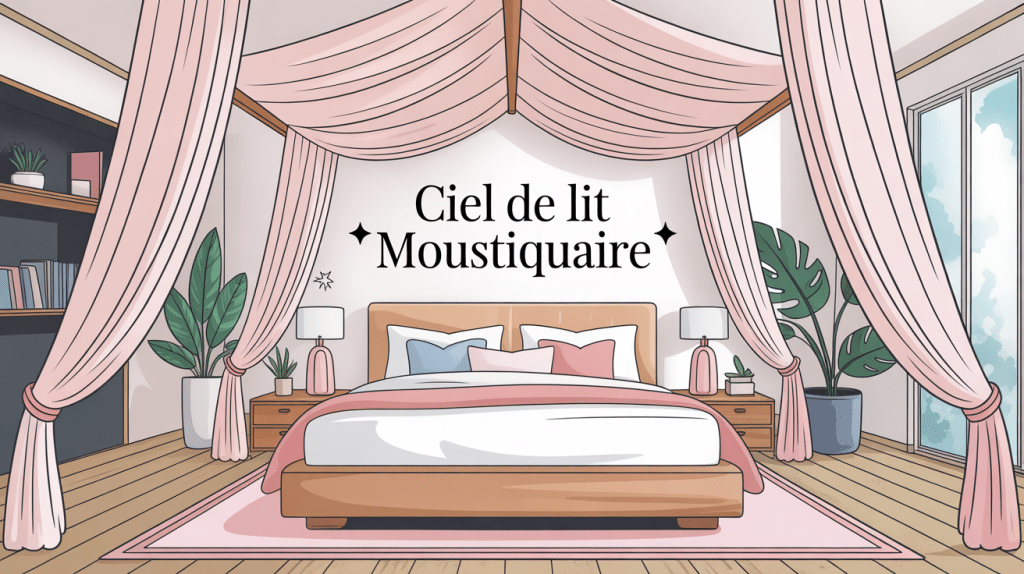 ciel de lit moustiquaire entourant un lit moderne