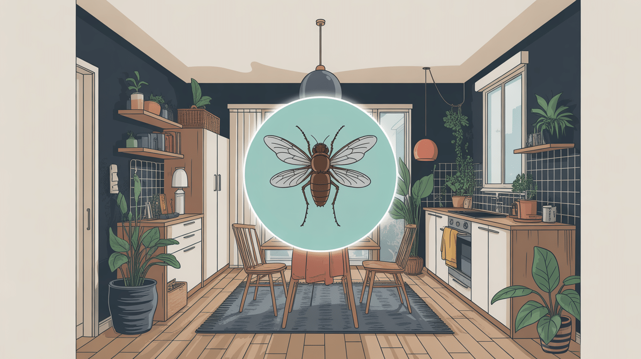illustration cocon mouche dans maison moderne