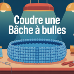 comment coudre une bâche à bulle visuel principal sur table avec outils