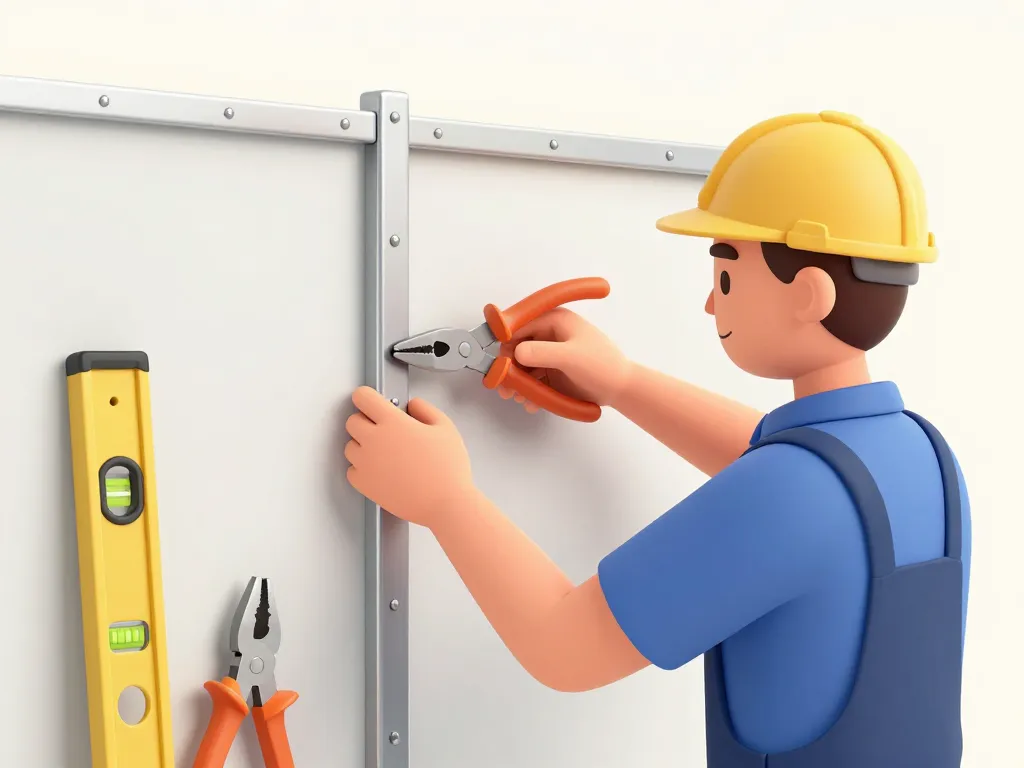 illustration pose demi stil placo en chantier