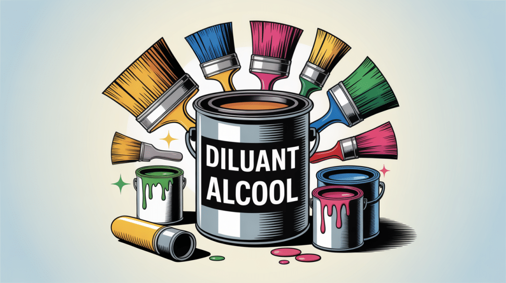 illustration diluant alcool outils atelier