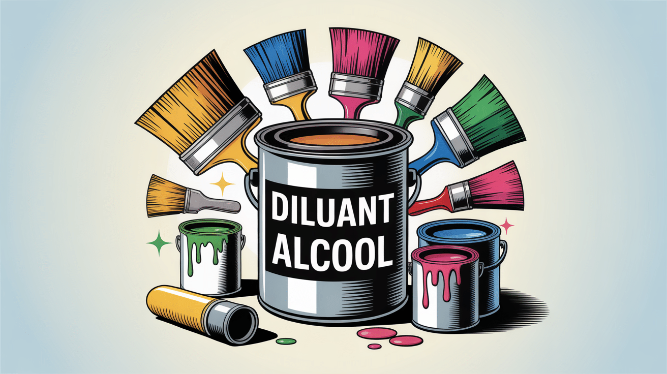 illustration diluant alcool outils atelier