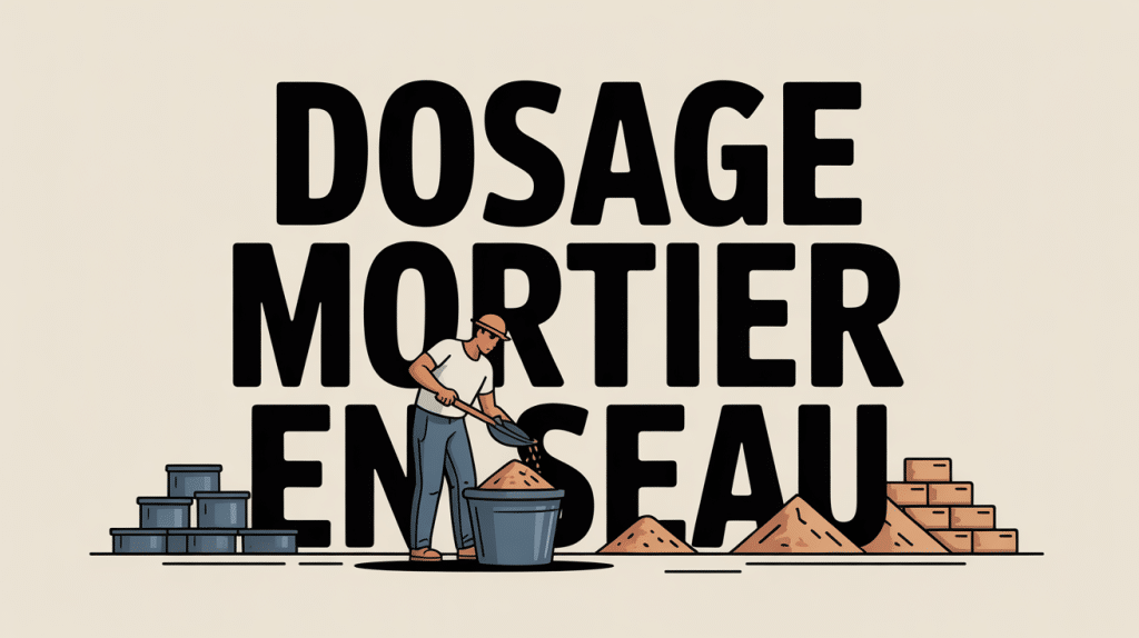 Dosage mortier en seau ouvrier sur chantier