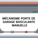 illustration mecanisme porte de garage basculante manuelle dans garage