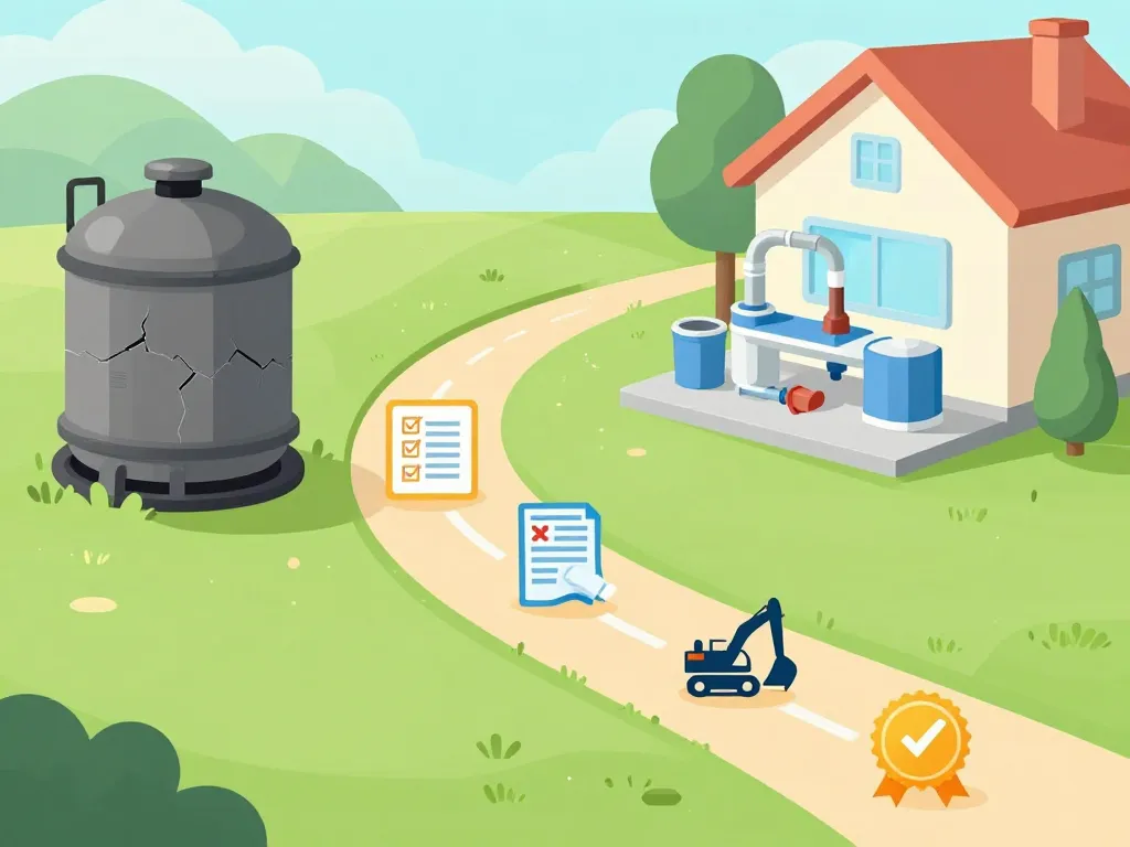 Visuel étapes clés mise aux normes fosse septique