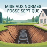 Mise aux normes fosse septique maison coupe illustration