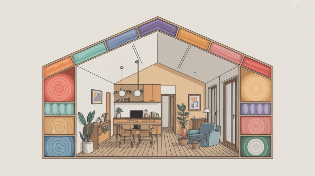 ouate de cellulose isolation phonique dans maison moderne