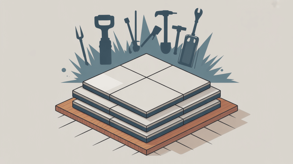 illustration poids carrelage m2 et couches de pose