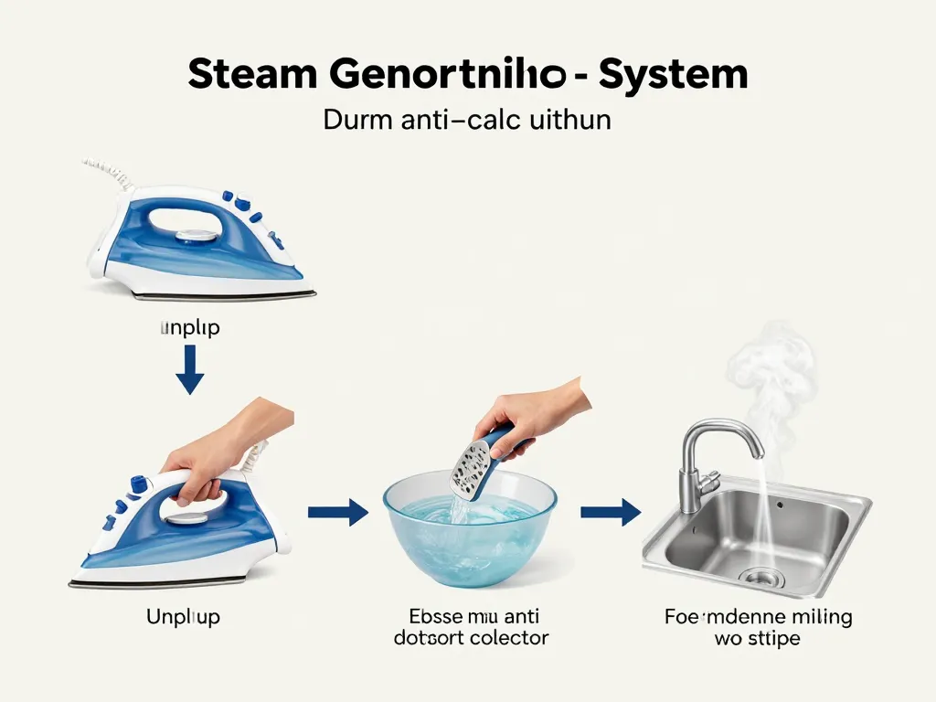étapes détartrage centrale vapeur Calor Express Anti Calc
