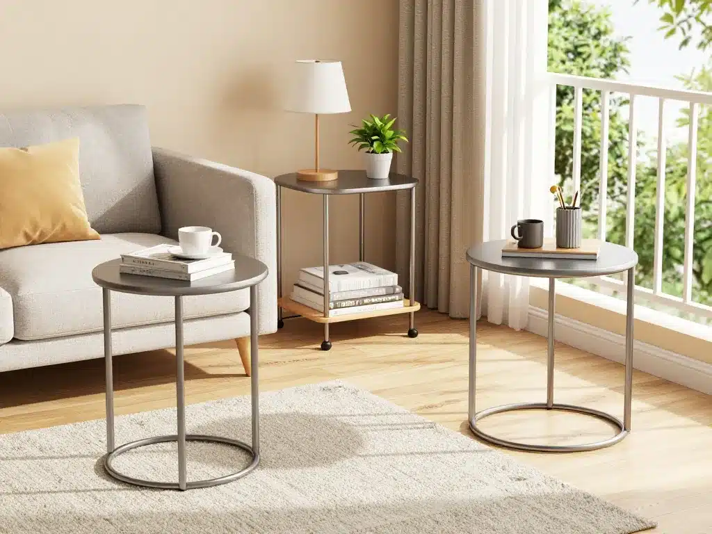 table d appoint metal salon chambre balcon