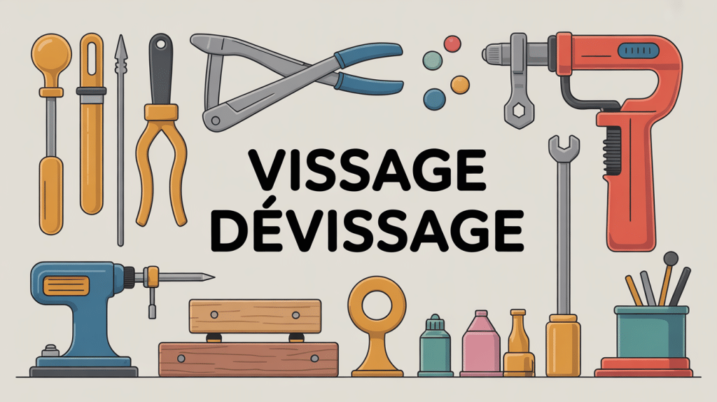illustration vissage devissage avec outils et matériaux