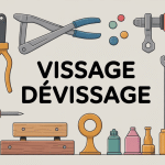 illustration vissage devissage avec outils et matériaux