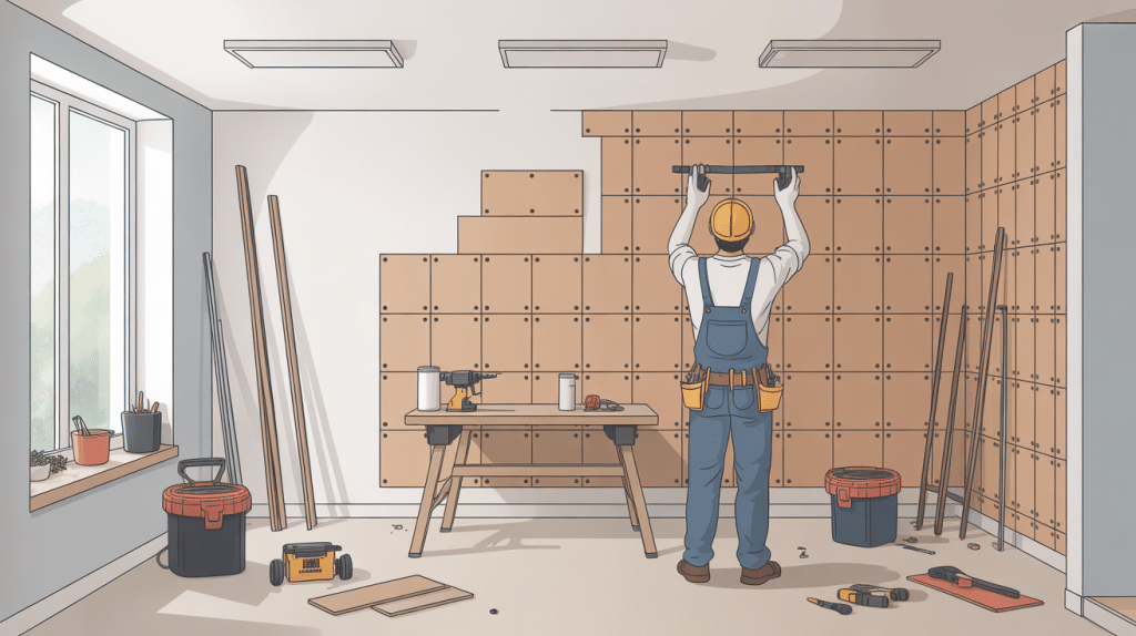 Illustration du guide pour visser placo directement sur mur existant