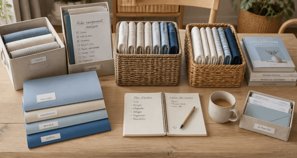 aide rangement maison table organisée