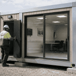 Bungalow préfabriqué acier bois sur chantier