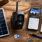 camera 4g autonome sur bureau avec accessoires