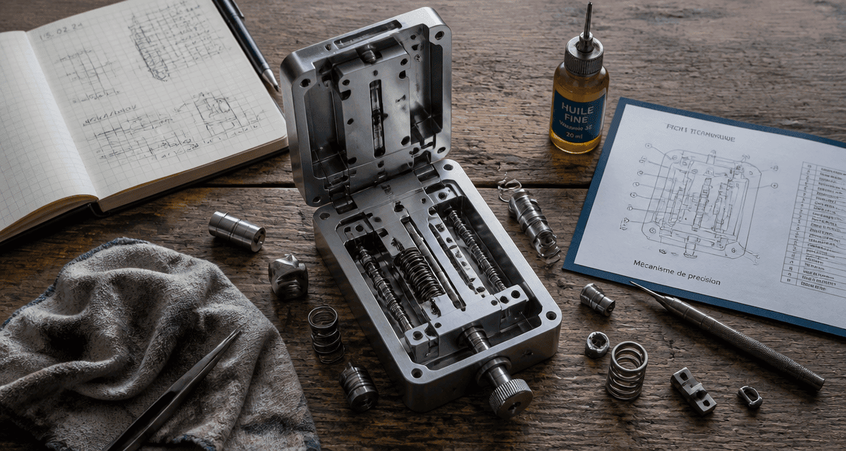 Couteau automatique éjection frontale ouvert avec pièces mécaniques