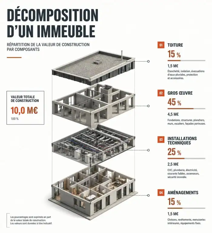 Tableau de décomposition d'un immeuble par composant pour l'amortissement comptable