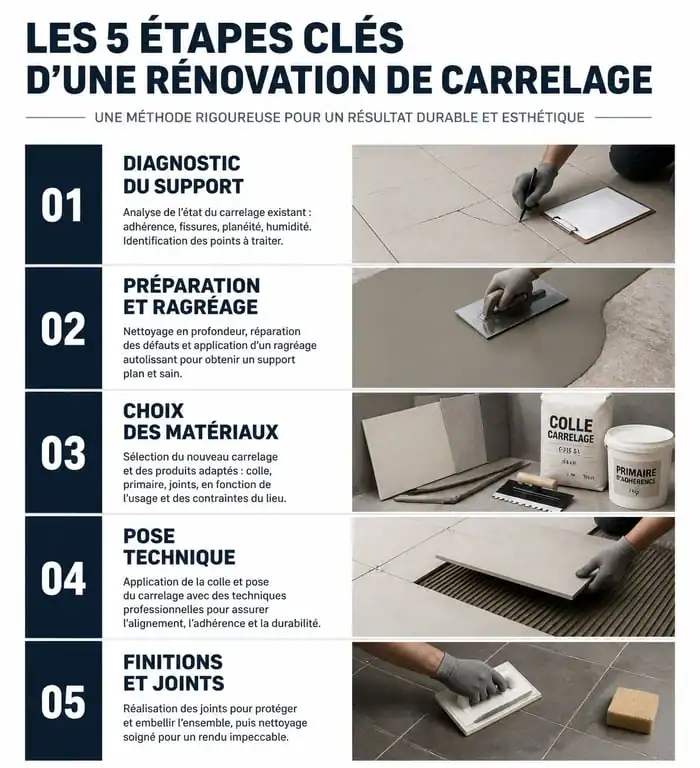 Étapes clés pour réussir sa rénovation de carrelage avec Dalais-carreleur