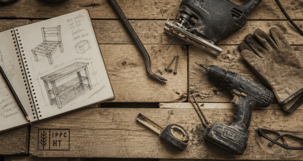 fabriquer meuble palette plan de travail outils