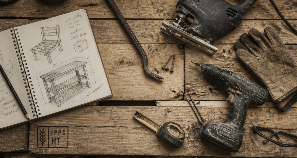 fabriquer meuble palette plan de travail outils