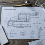 installation extraction restaurant dans copropriété plan technique sur bureau