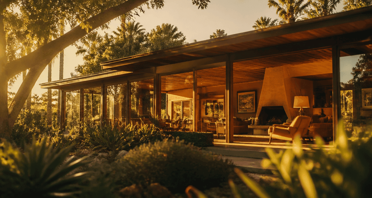 maison californienne année 70 façade jardin