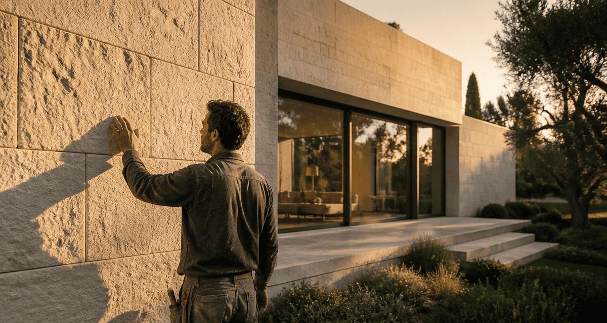 Maison pierre de taille moderne façade calcaire