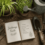Outils de jardinier facile sur table en bois