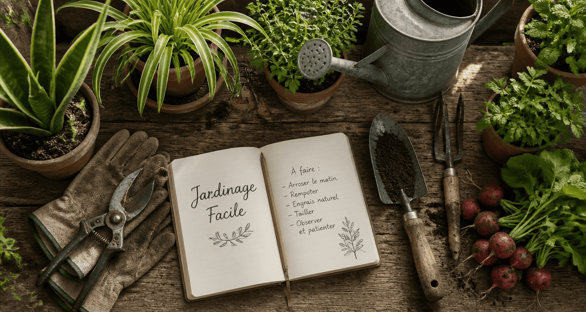 Outils de jardinier facile sur table en bois