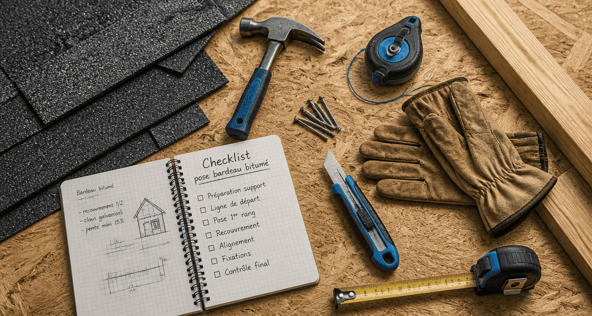 poser du bardeau bitumé outils checklist