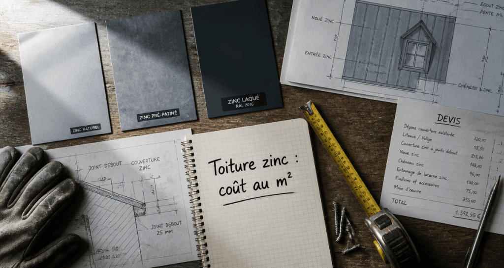 Prix d un toit en zinc : bureau artisan, échantillons et devis