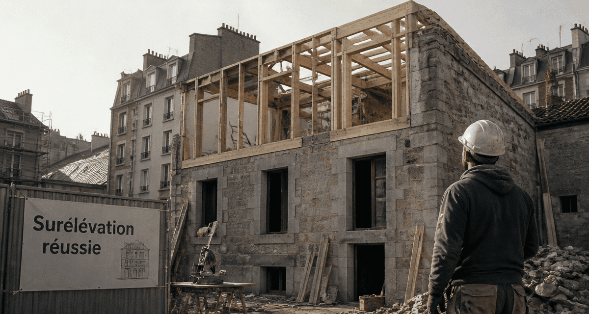 Surélévation maison ancienne chantier