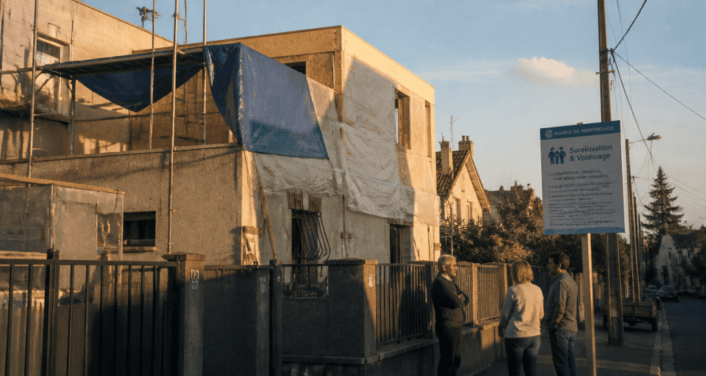 surélévation maison et voisinage quartier urbain