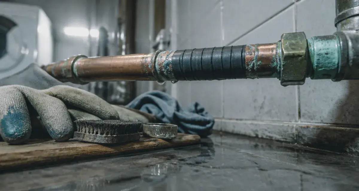 Colmater une fuite d eau sous pression avec ruban auto-amalgamant sur canalisation cuivre