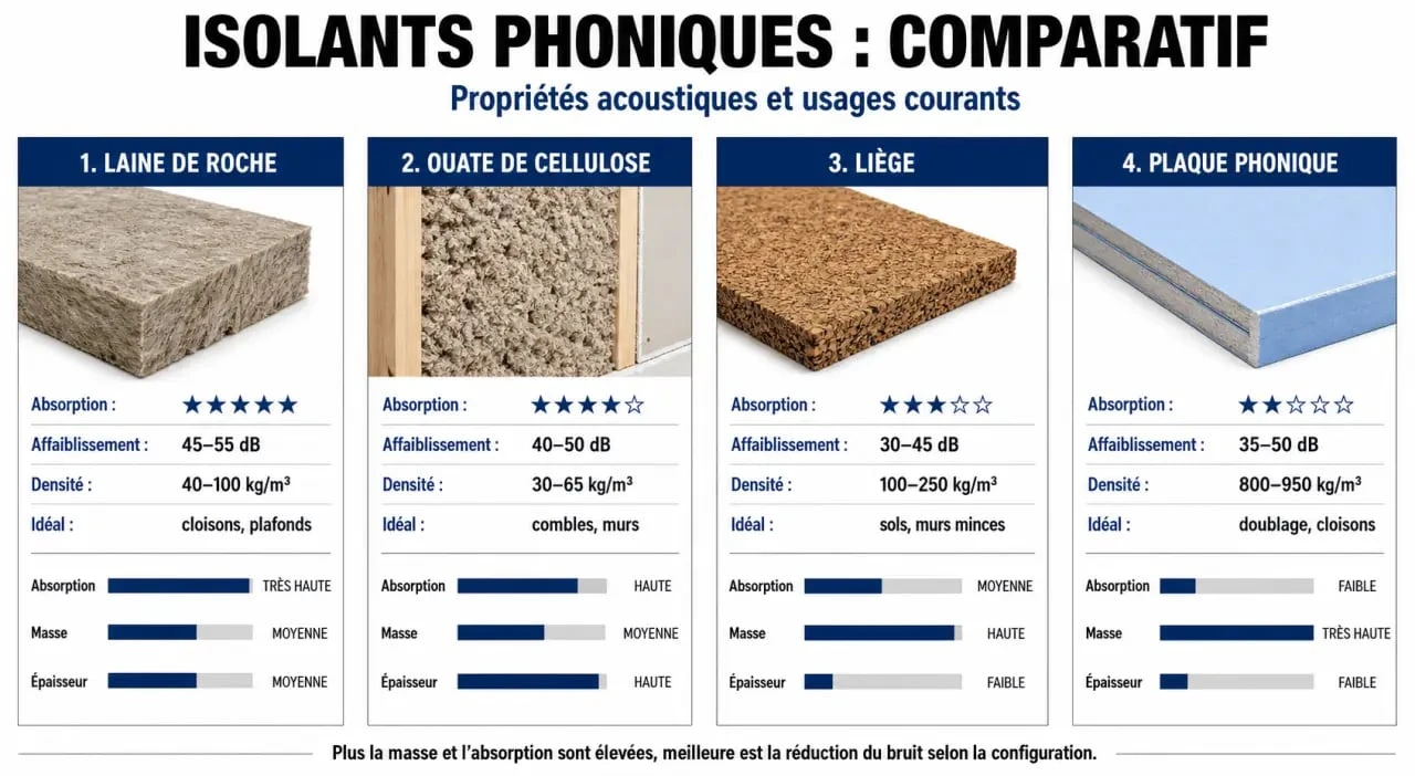 Comparatif des matériaux pour isoler phoniquement une pièce