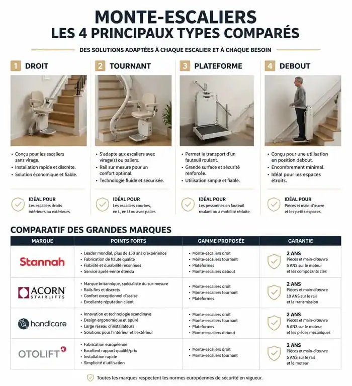 Comparatif des marques et types de monte-escaliers pour le maintien à domicile