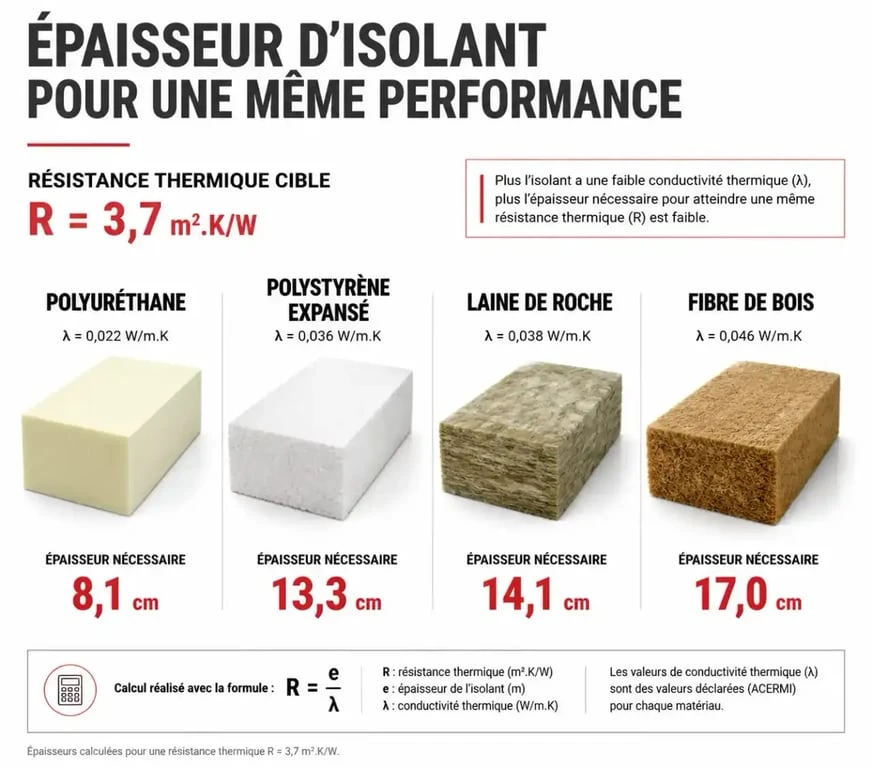 Comparatif des épaisseurs d'isolants pour une isolation thermique par l'extérieur (ITE) efficace