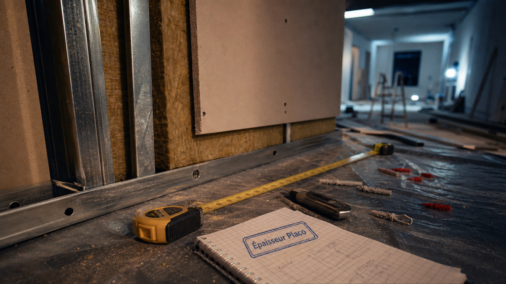 epaisseur isolation placo sur ossature placo et isolant en chantier