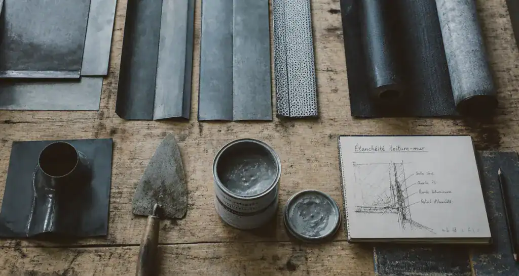 etancheite d'un toit contre un mur outils zinc aluminium