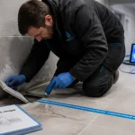 Fuite d'eau sous chape : canalisation enterrée, solution sans tout casser, technicien détecte l'humidité