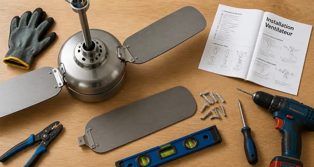 installer un ventilateur au plafond outils et pièces
