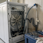 Lave linge branchement : tuyau d’alimentation et vidange raccordés
