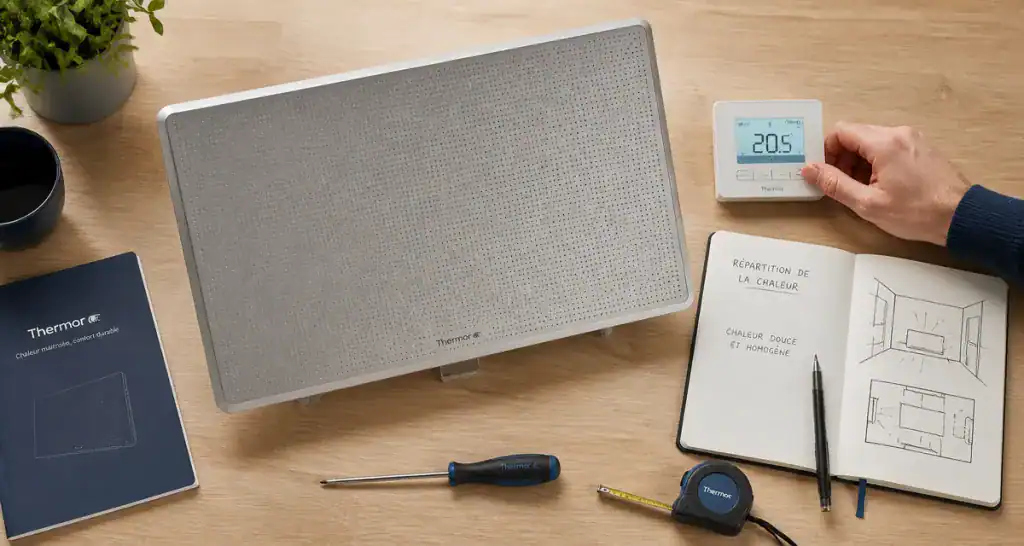 Panneau rayonnant avec thermostat et outils