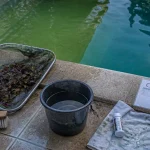 Produit miracle eau verte piscine : test pH et choc 24h au bord d’une piscine verte