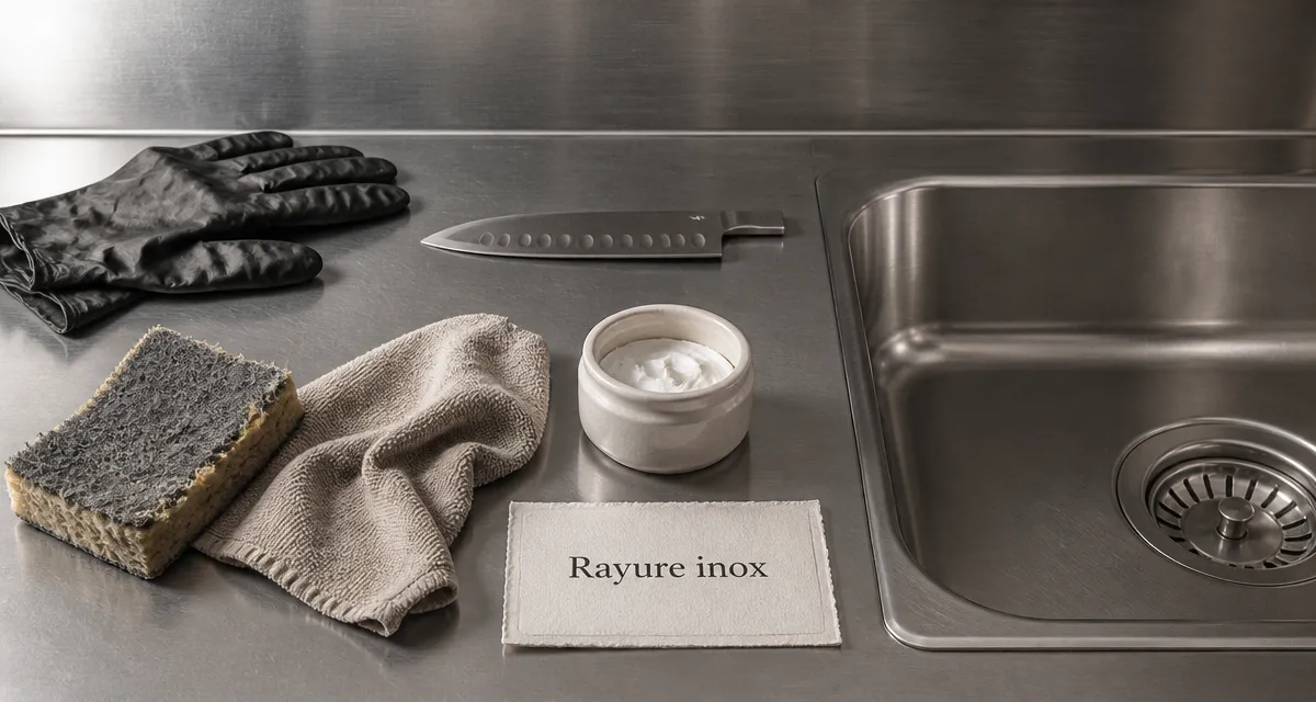 Rayure inox sur acier brossé, chiffon et pâte à polir