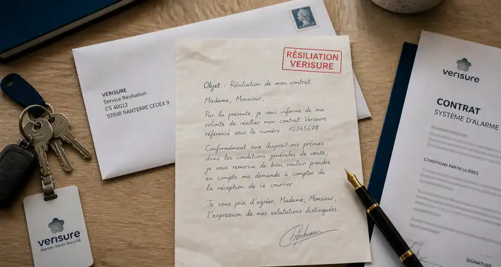 resiliation verisure lettre manuscrite bureau