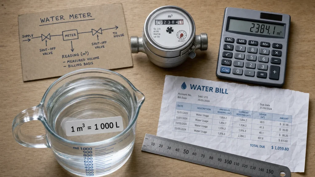 Consommation moyenne eau pour 2 personnes : 90 à 120 m3/an et repères m3