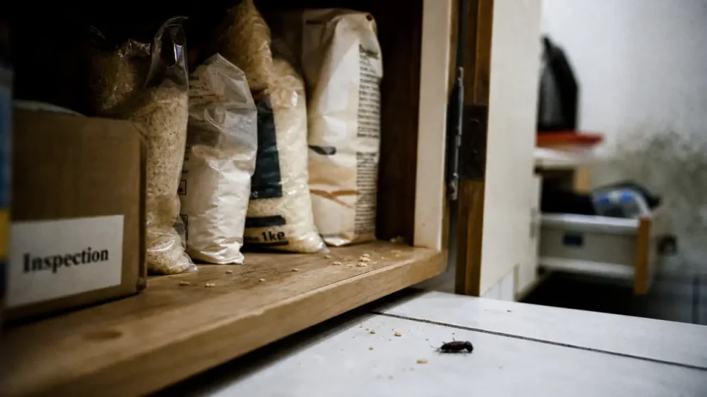 petit bete noire maison sur carrelage de cuisine